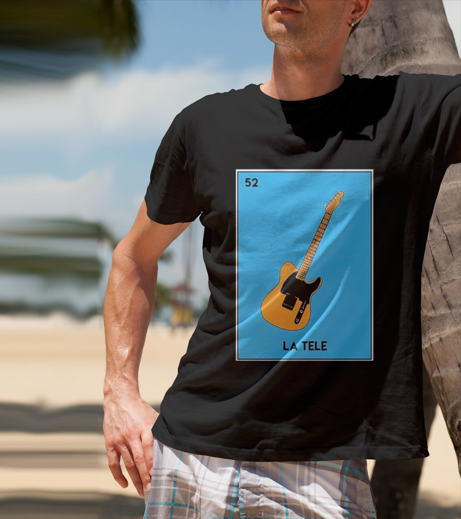 Jeff Garlin La Tele 52 Guitar Image With Number On Blue T-Shirt