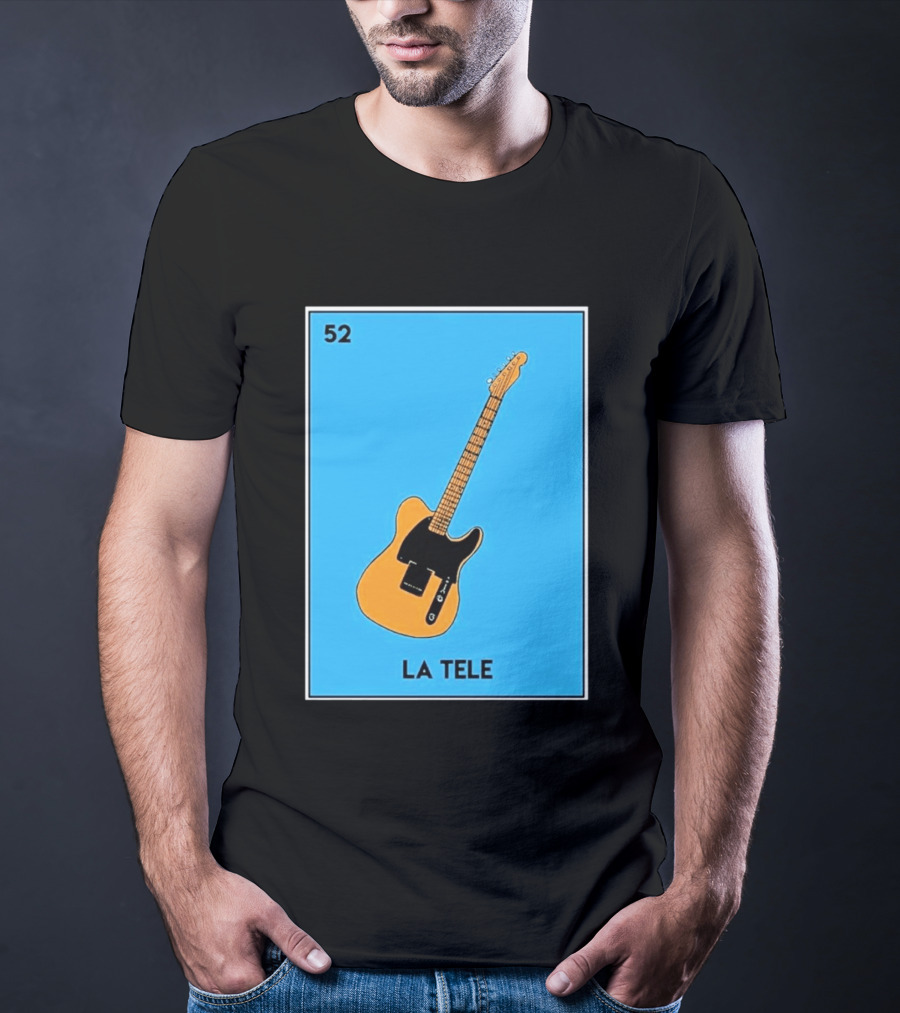Jeff Garlin La Tele 52 Guitar Image With Number On Blue T-Shirt