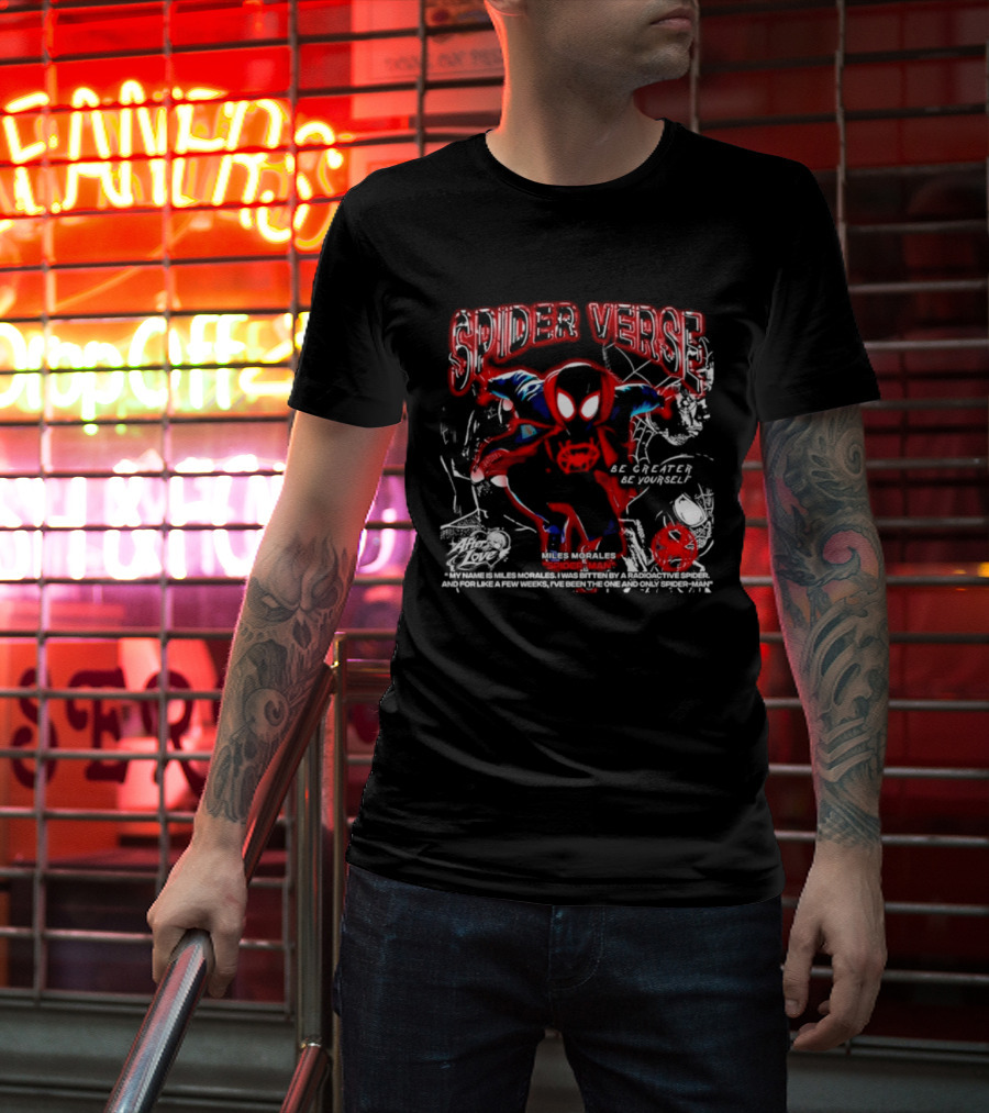 Spider Verse Miles Morales Be Greater Be Yourself Spider Man Marvel T-Shirt