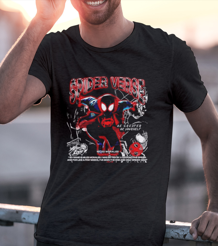 Spider Verse Miles Morales Be Greater Be Yourself Spider Man Marvel T-Shirt