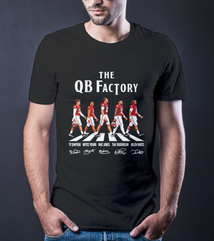 The QB Factory Ty Simpson Bryce Young Mac Jones Tua Tagovailoa Jalen Hurts Alabama Crimson Tide T-Shirt