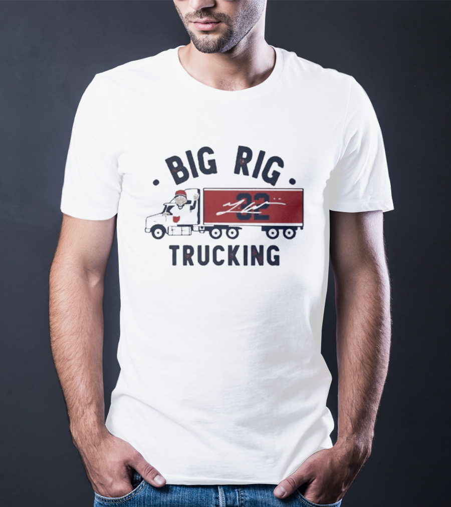Big Rig Trucking 32 Cartoon Truck Driver With Red Cap T-Shirt