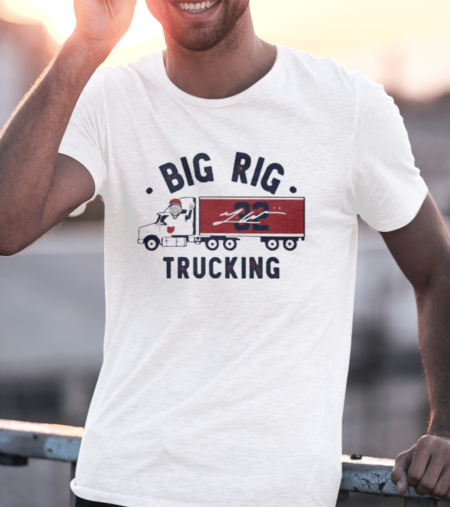 Big Rig Trucking 32 Cartoon Truck Driver With Red Cap T-Shirt