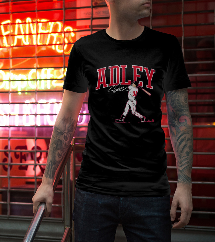 Adley Rutschman Baseball Swing Illustration With Signature T-Shirt
