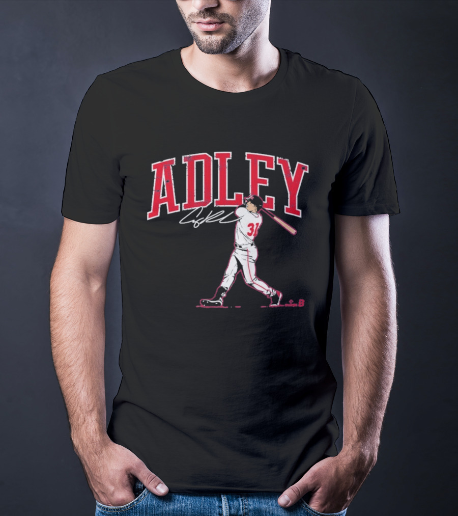 Adley Rutschman Baseball Swing Illustration With Signature T-Shirt