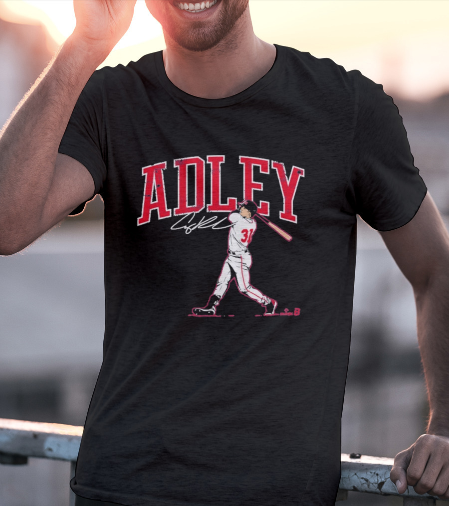 Adley Rutschman Baseball Swing Illustration With Signature T-Shirt