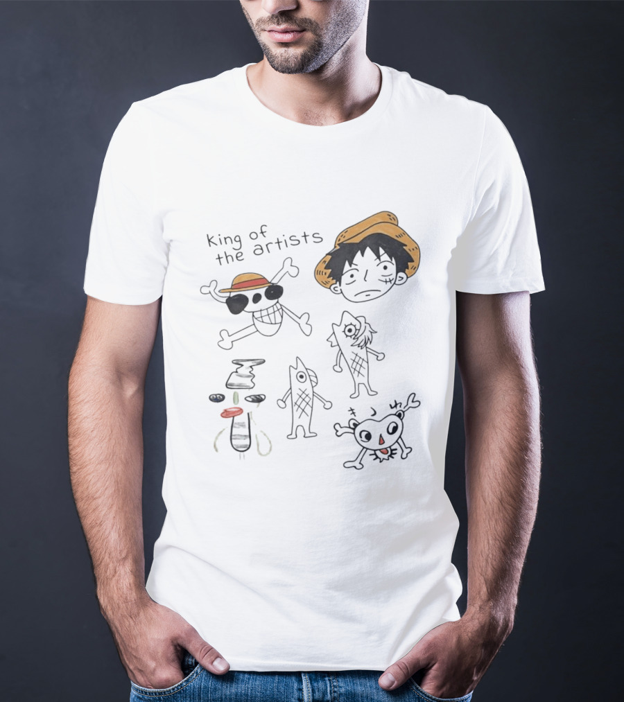 King Of The Artists One Piece Straw Hat Skull Luffy Sketches T-Shirt