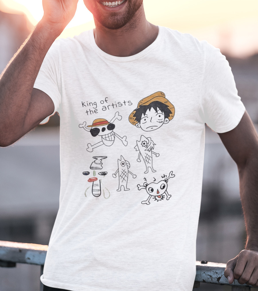 King Of The Artists One Piece Straw Hat Skull Luffy Sketches T-Shirt