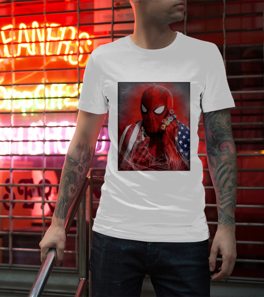 Spider Man Infinity Gauntlet Chess Piece American Flag Avengers Endgame Russo Brothers T-Shirt