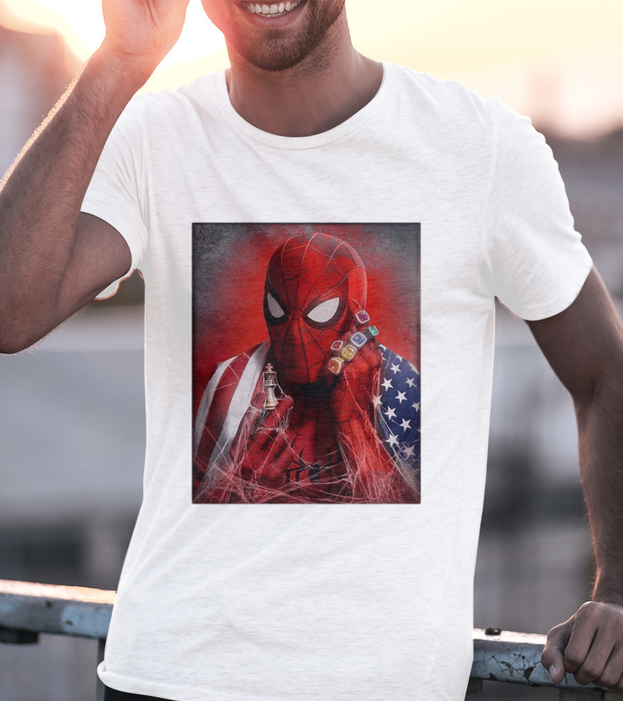 Spider Man Infinity Gauntlet Chess Piece American Flag Avengers Endgame Russo Brothers T-Shirt