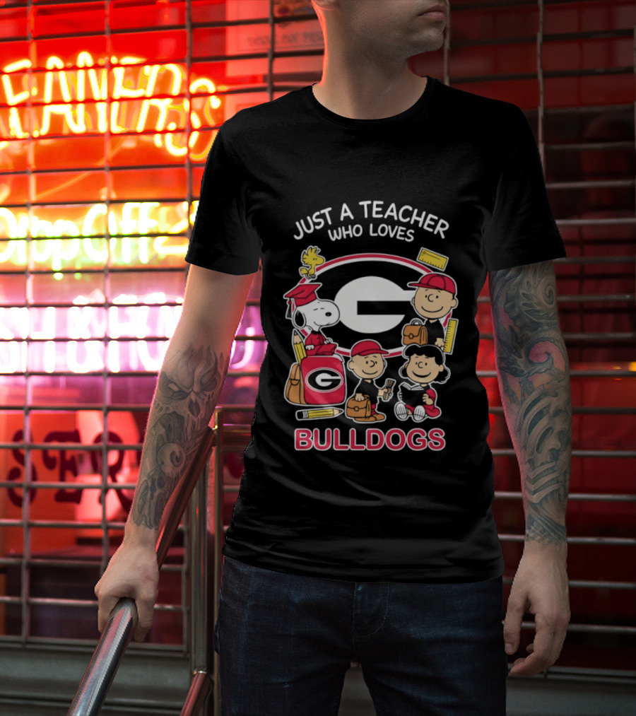 Just A Teacher Who Loves Bulldogs Peanuts X Georgia Football Academics T-Shirt