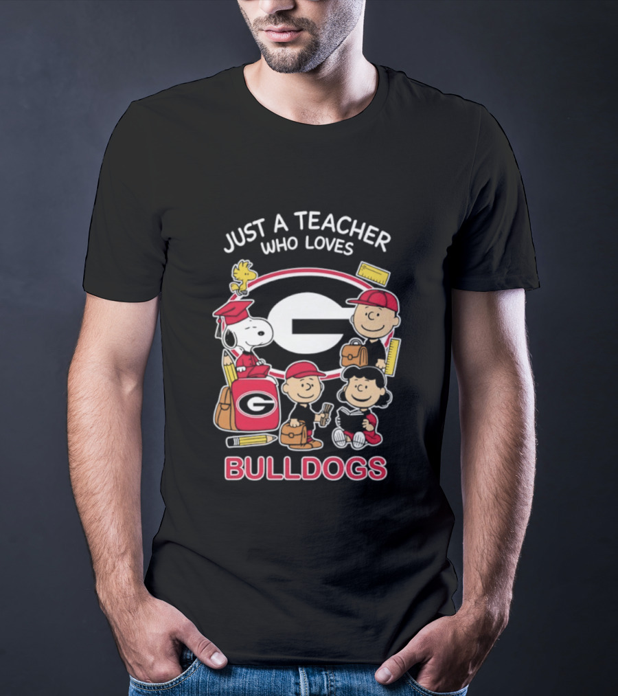 Just A Teacher Who Loves Bulldogs Peanuts X Georgia Football Academics T-Shirt