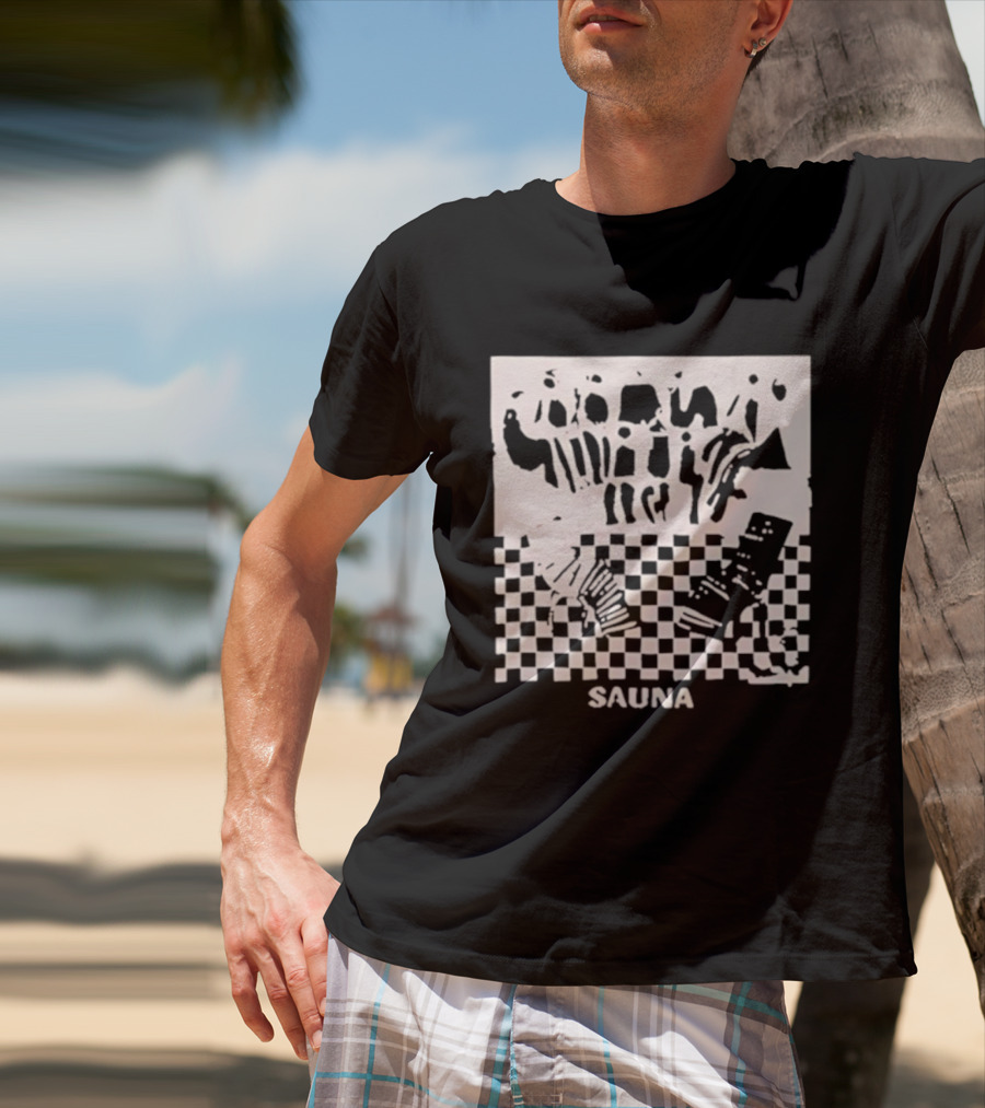 Sauna Checkered Patterns Accordion Instruments T-Shirt