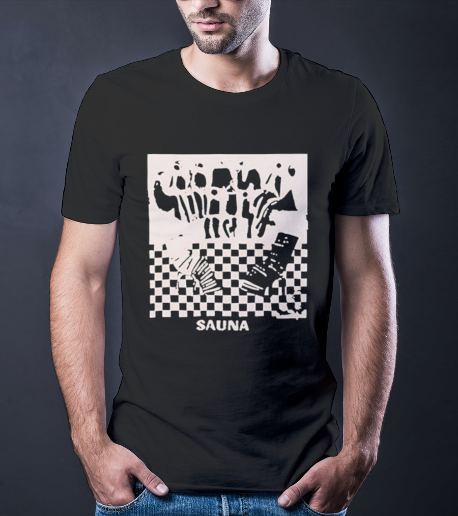 Sauna Checkered Patterns Accordion Instruments T-Shirt