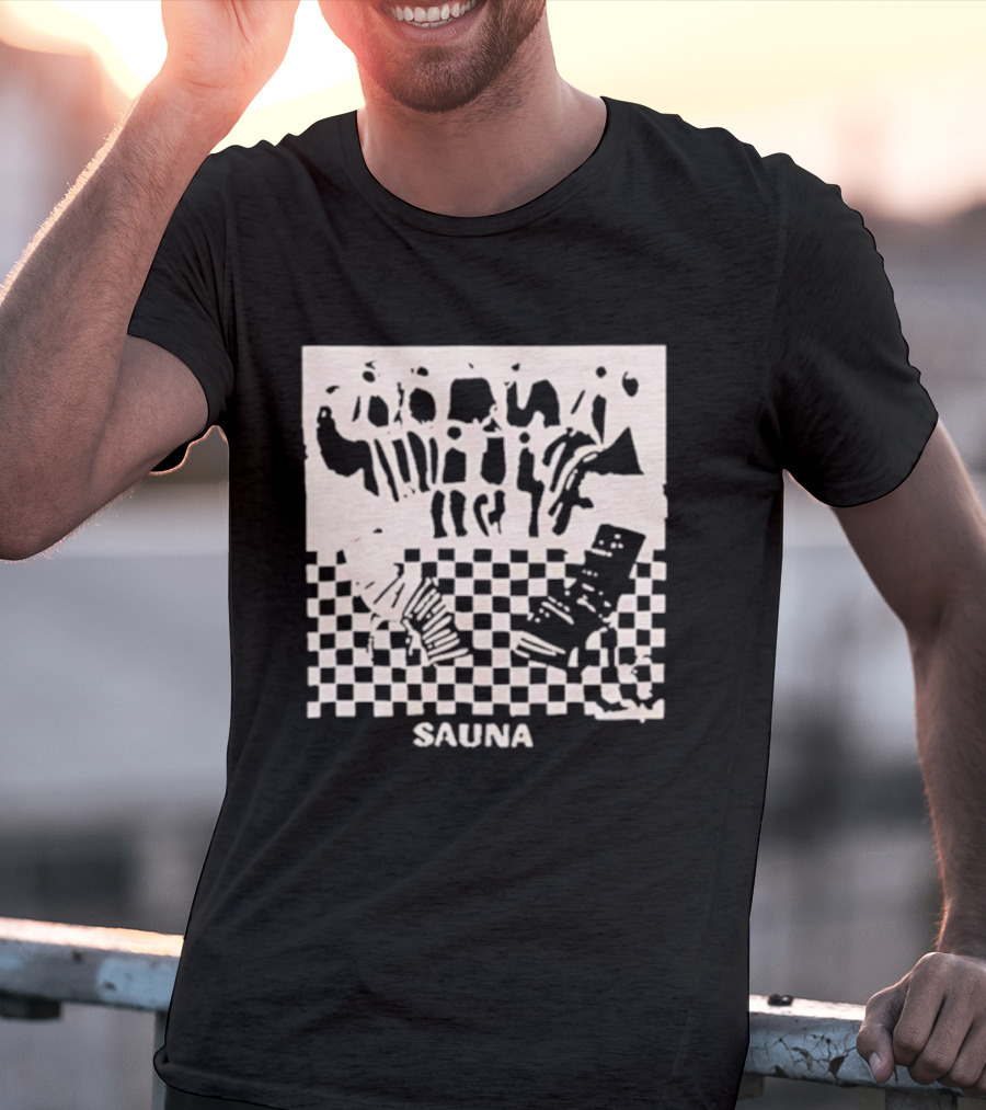 Sauna Checkered Patterns Accordion Instruments T-Shirt