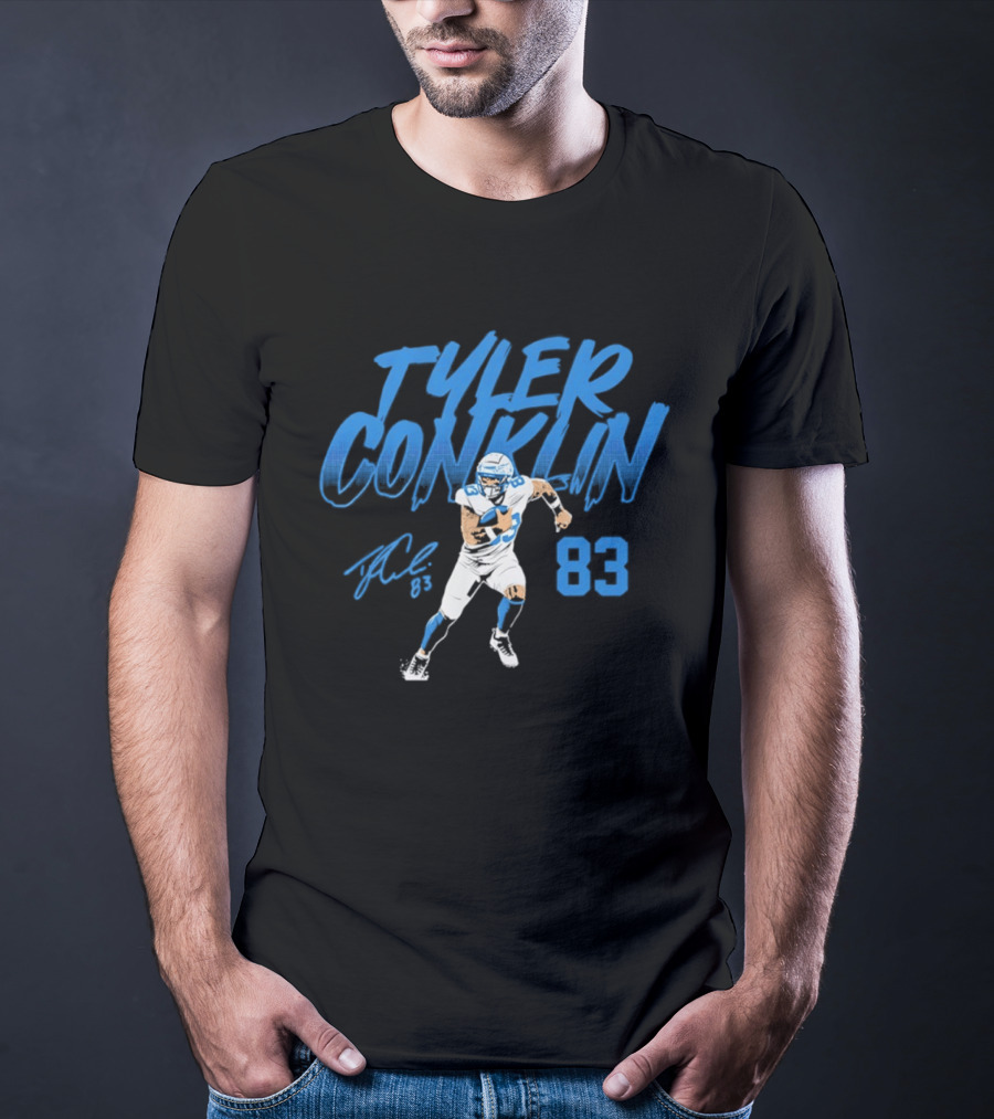 TYLER CONKLIN 83 Detroit Lions Dynamic Pose T-Shirt
