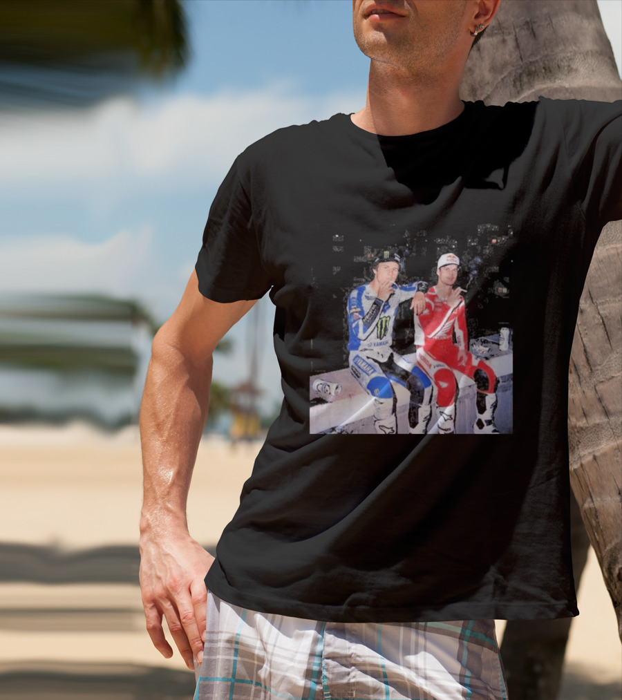 Valentino Rossi Casey Stoner Yamaha Honda Monster Red Bull Racing Motogp Smoking T-Shirt