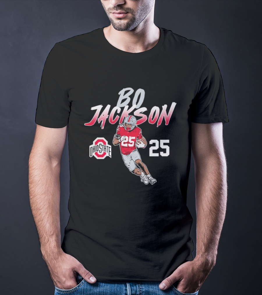 Bo Jackson 25 Ohio State Buckeyes Iconic Pose T-Shirt