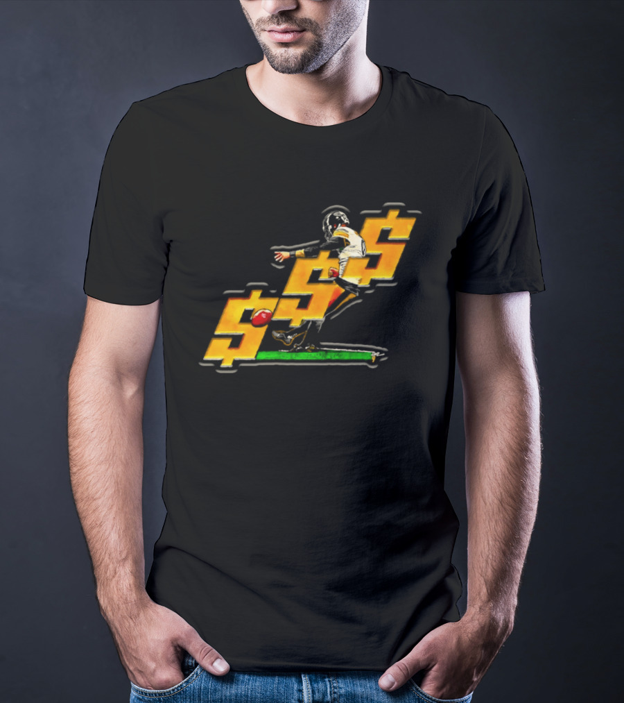 Pittsburgh Steelers Chris Boswell Kicking Football Dollar Sign T-Shirt