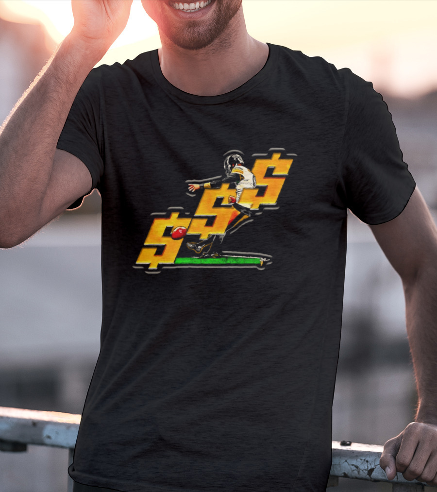 Pittsburgh Steelers Chris Boswell Kicking Football Dollar Sign T-Shirt