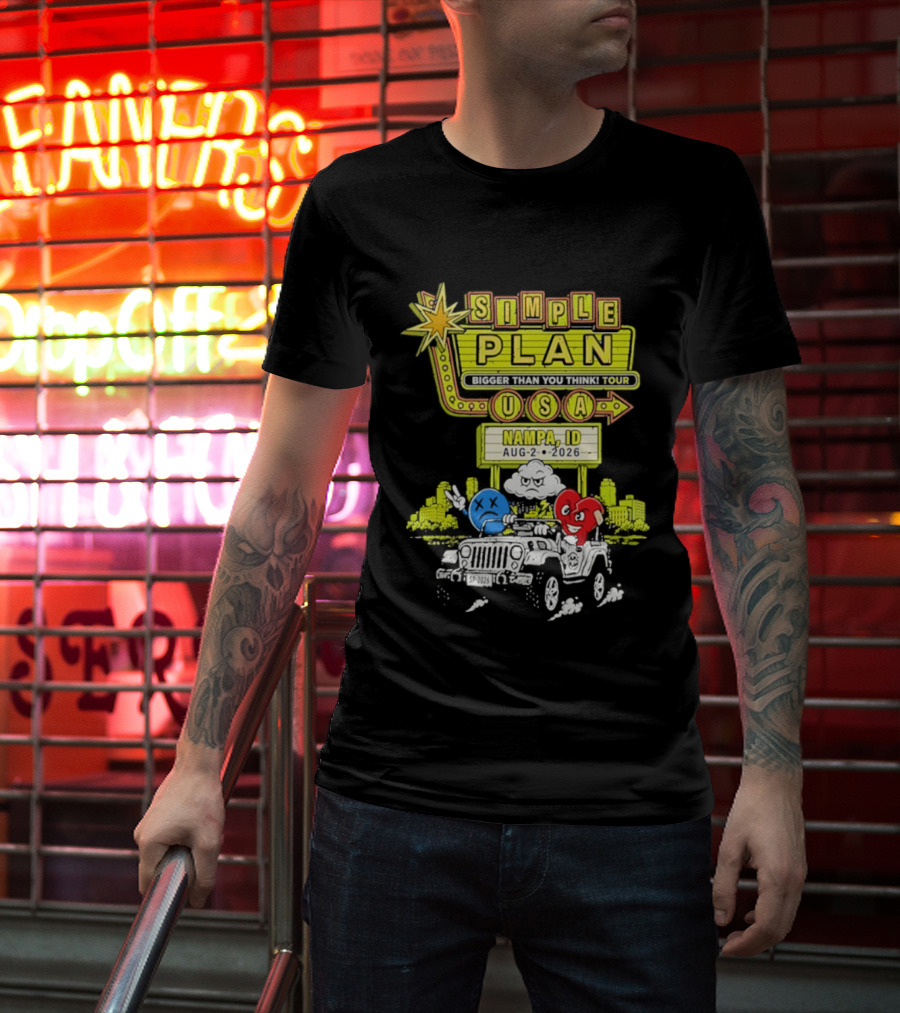 Simple Plan Bigger Than You Think Tour Nampa ID USA August 2 2026 T-Shirt