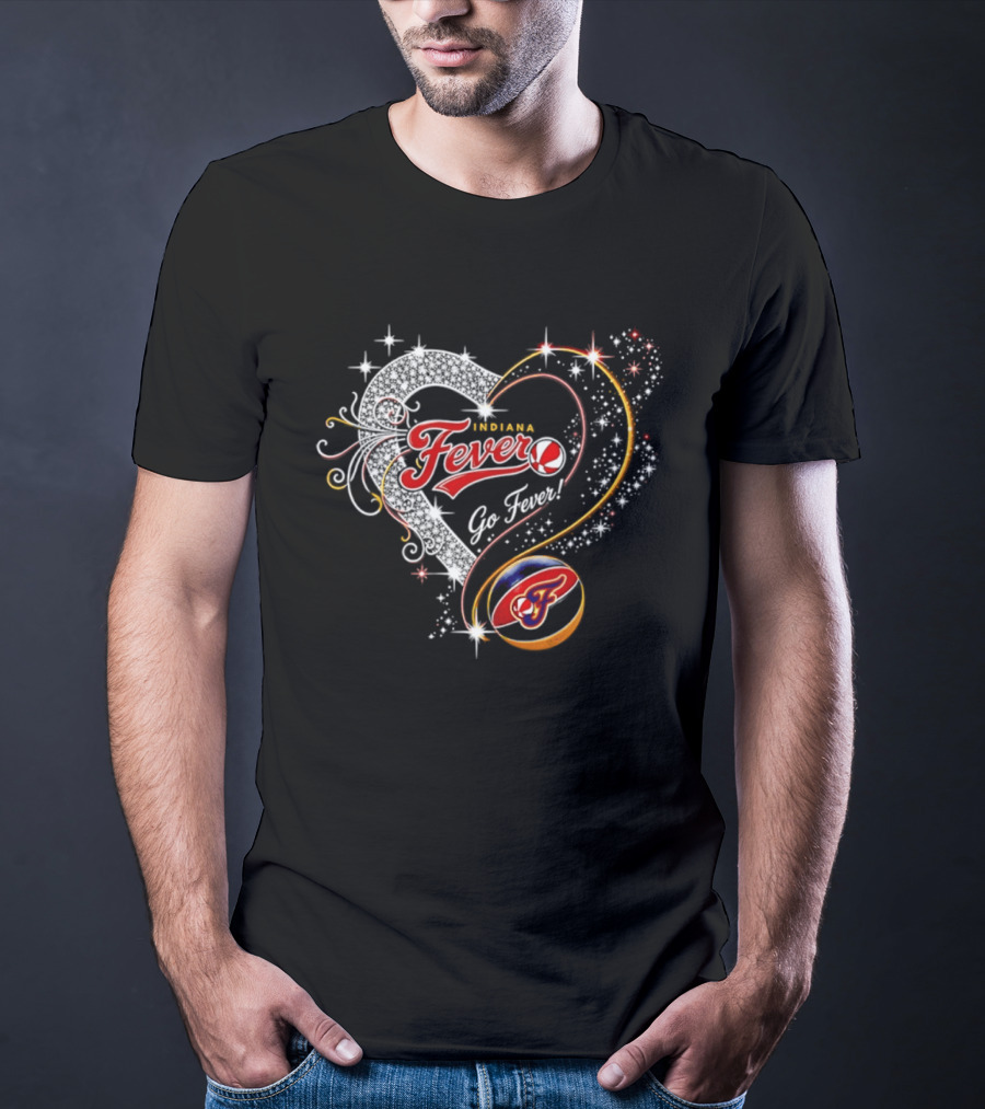 Indiana Fever Heart Go Fever Diamond Sparkle T-Shirt