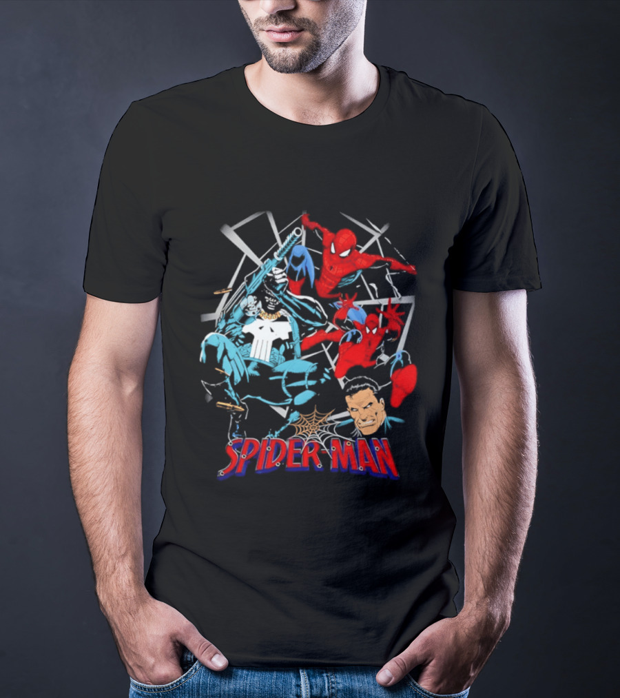 Spider Man Punisher Marvel Comics Crossover Action T-Shirt