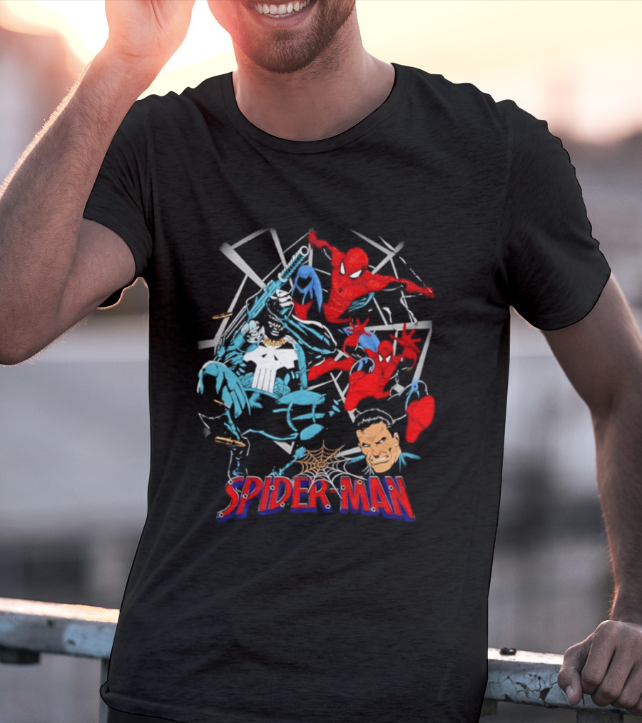 Spider Man Punisher Marvel Comics Crossover Action T-Shirt