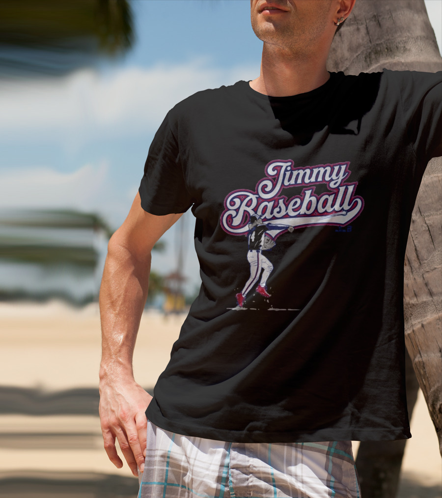 Jimmy Baseball Vintage Style Player Swinging Bat T-Shirt