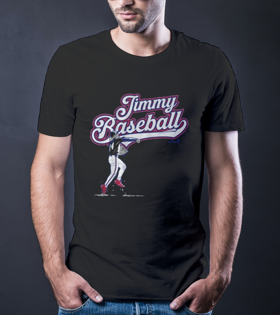 Jimmy Baseball Vintage Style Player Swinging Bat T-Shirt