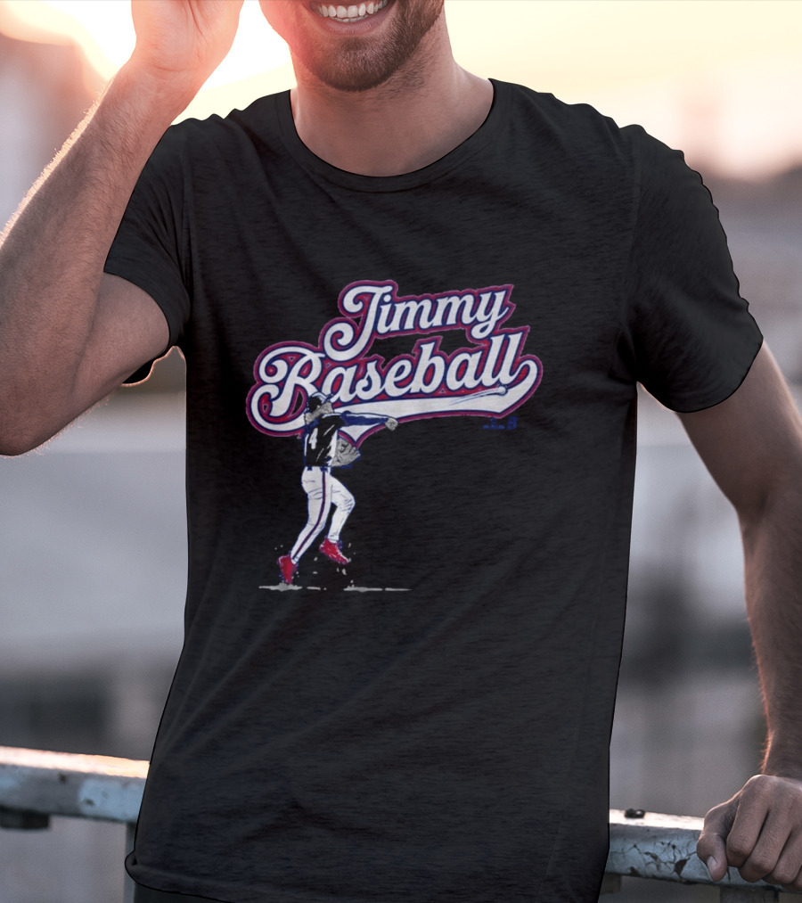 Jimmy Baseball Vintage Style Player Swinging Bat T-Shirt