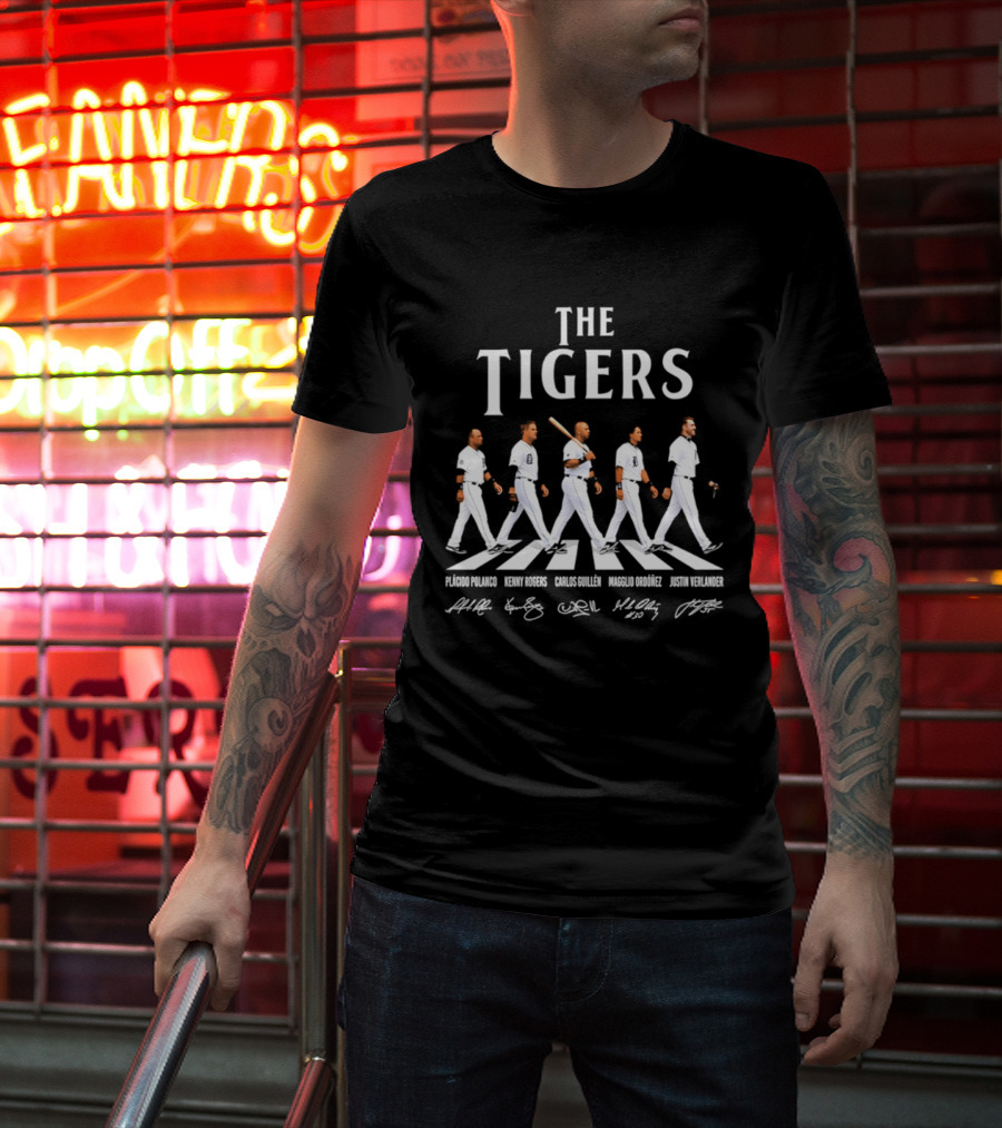 The Tigers Plácido Polanco Kenny Rogers Carlos Guillén Magglio Ordóñez Justin Verlander Detroit Abbey Road Baseball Players T-Shirt
