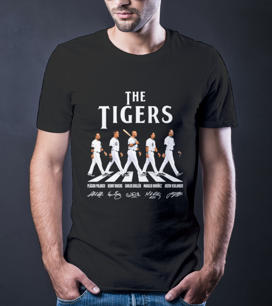 The Tigers Plácido Polanco Kenny Rogers Carlos Guillén Magglio Ordóñez Justin Verlander Detroit Abbey Road Baseball Players T-Shirt