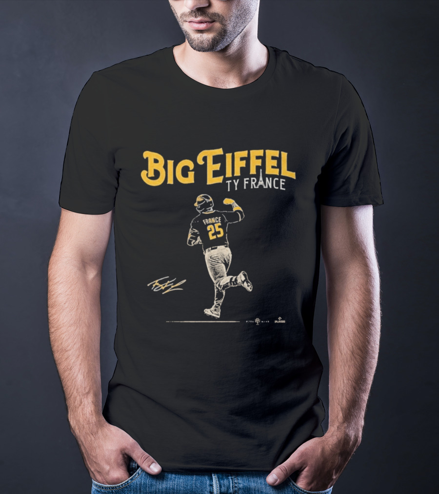 Big Eiffel Ty France 25 Baseball Player T-Shirt