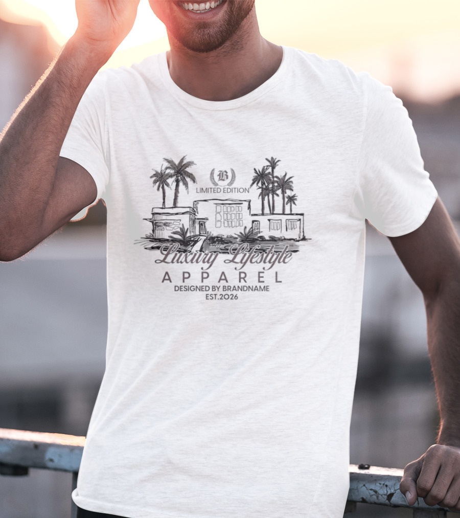 Luxury Lifestyle Apparel Limited Edition Brandname Est 2026 Palm Trees T-Shirt