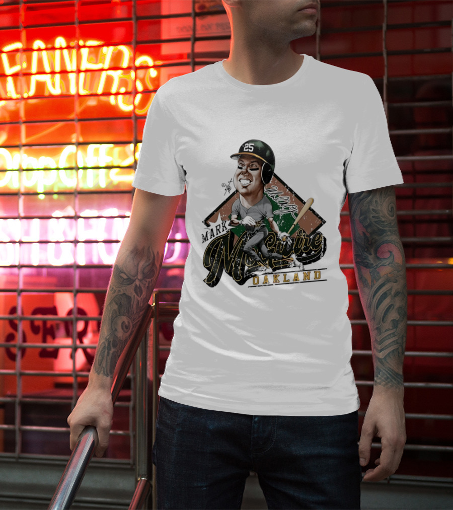 Mark McGwire Oakland Athletics Baseball Caricature Bruce Stark T-Shirt