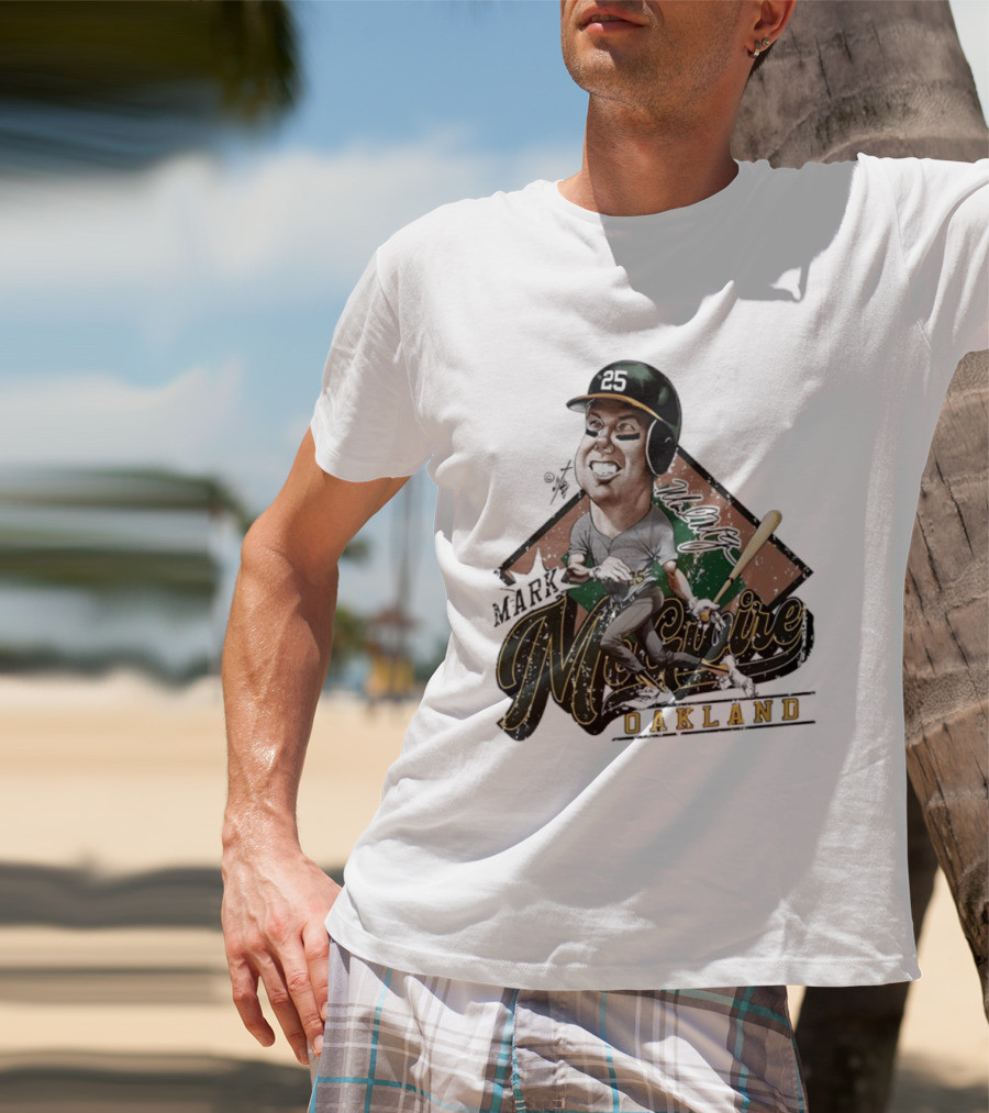 Mark McGwire Oakland Athletics Baseball Caricature Bruce Stark T-Shirt