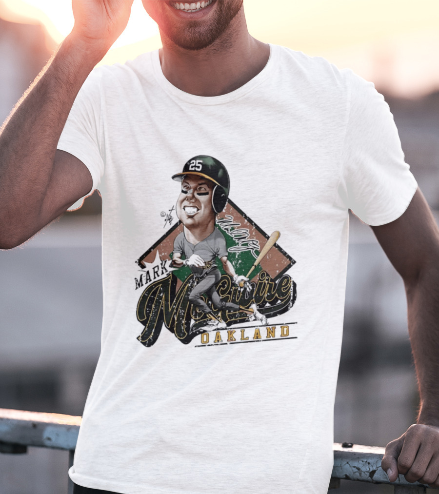 Mark McGwire Oakland Athletics Baseball Caricature Bruce Stark T-Shirt