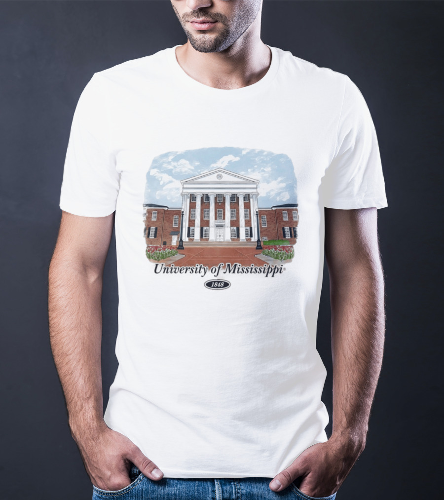 University Of Mississippi Ole Miss Rebels Football 1848 Campus Building T-Shirt