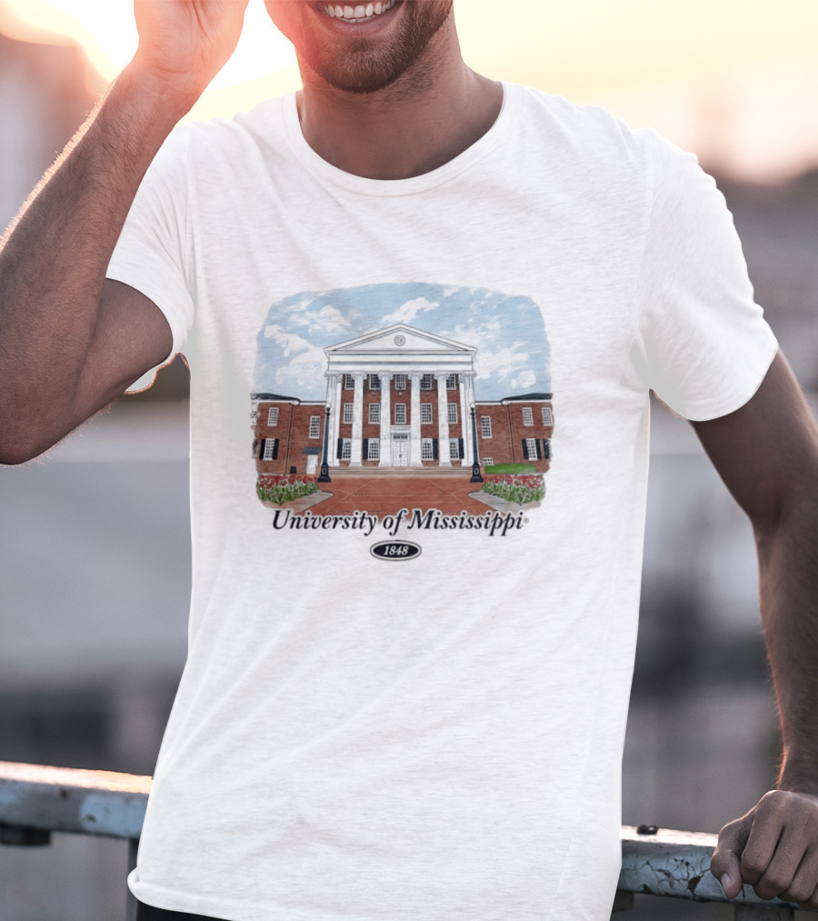 University Of Mississippi Ole Miss Rebels Football 1848 Campus Building T-Shirt