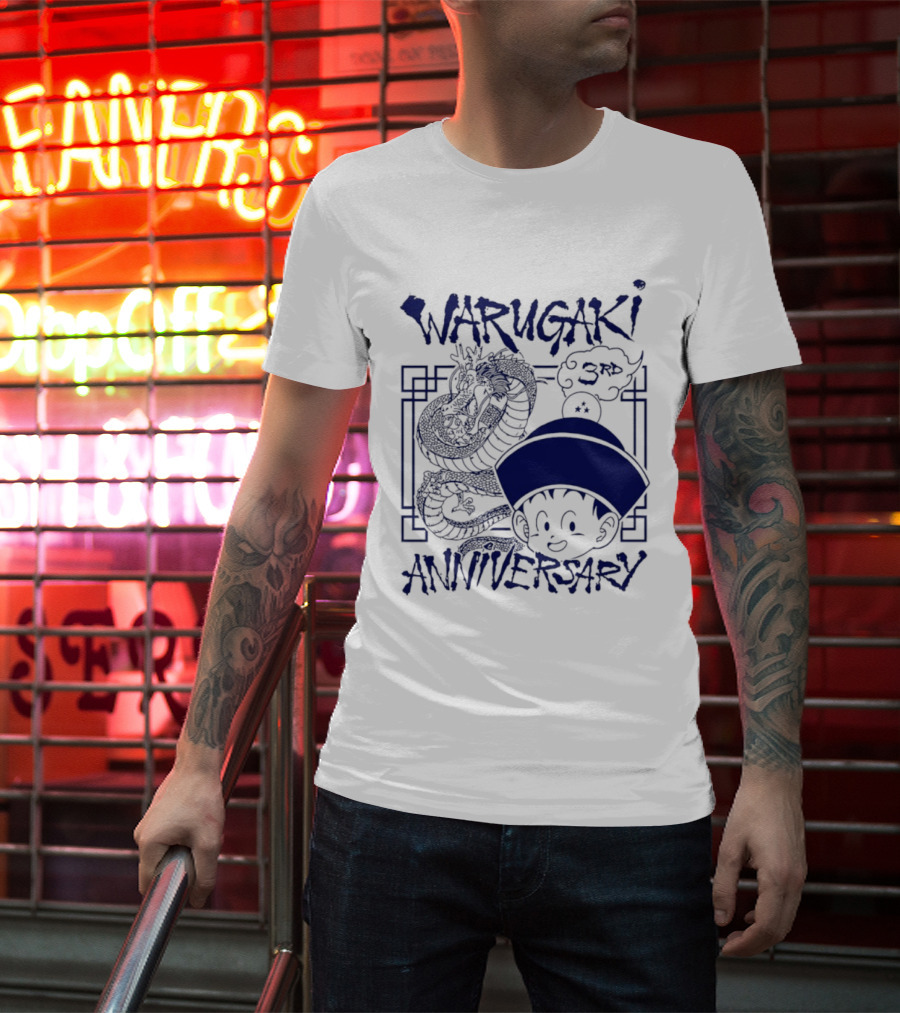 Warugaki 3th Anniversary With Dragon And Child In Blue T-Shirt