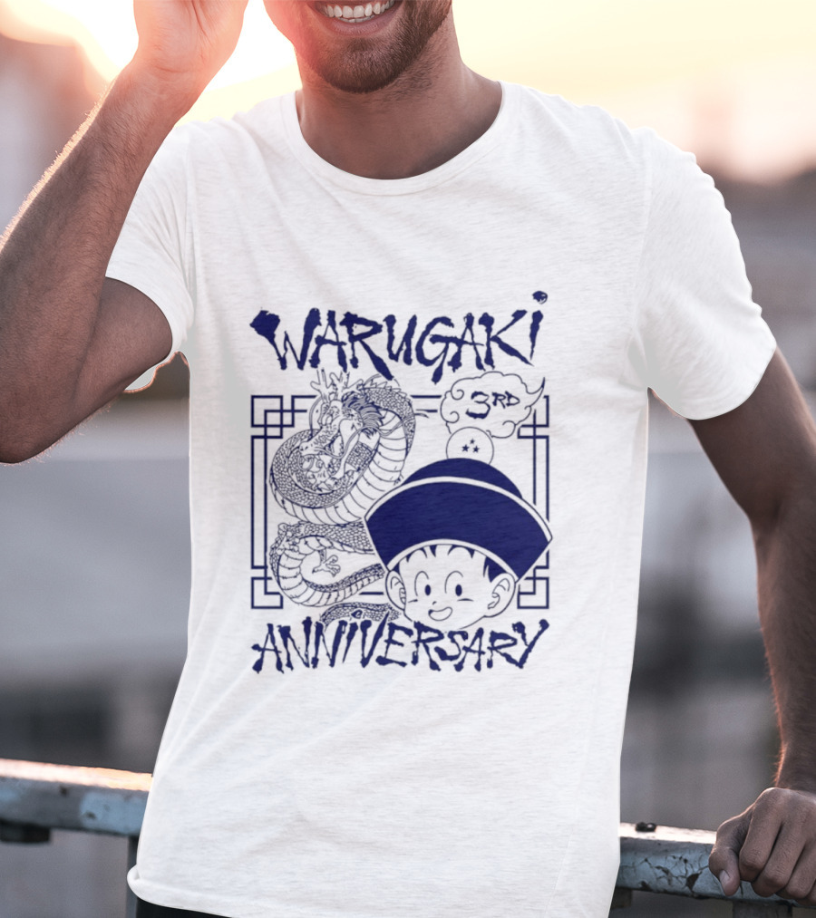 Warugaki 3th Anniversary With Dragon And Child In Blue T-Shirt