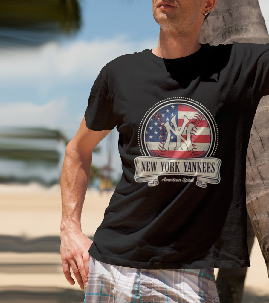 New York Yankees American Flag Baseball Emblem MLB T-Shirt