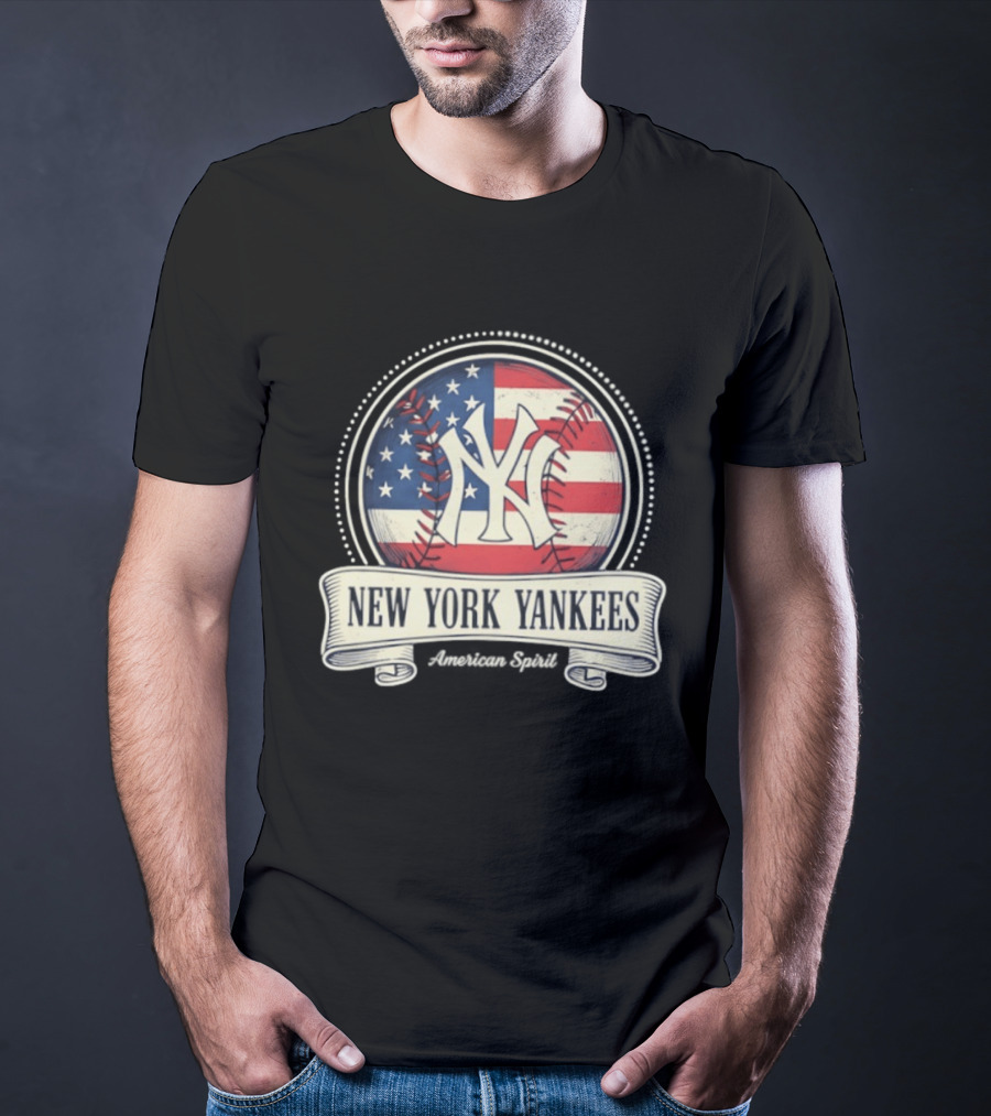 New York Yankees American Flag Baseball Emblem MLB T-Shirt