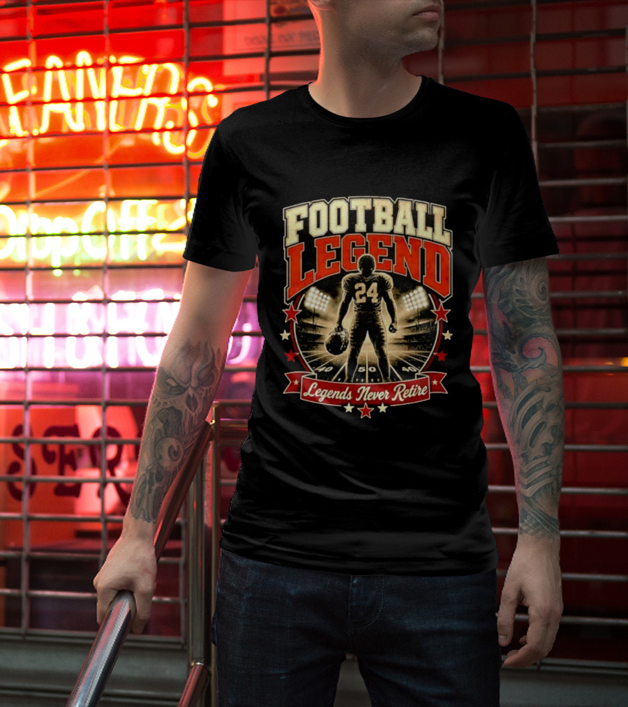 Football Legend 24 Legends Never Retire Stadium Stars T-Shirt