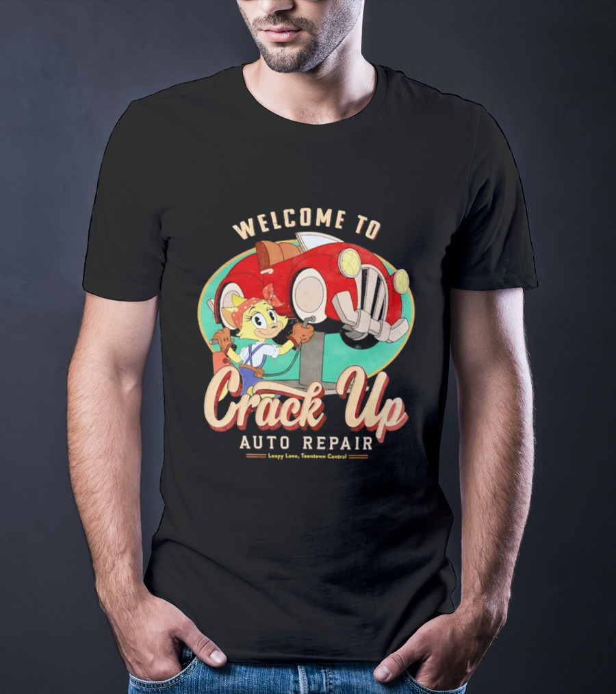 Welcome To Crack Up Auto Repair Happy Lane Towtown Cougars T-Shirt