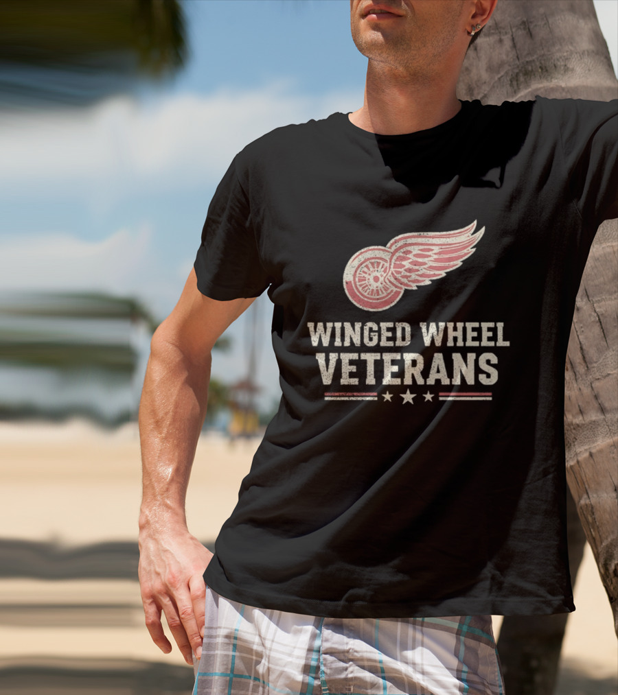 Winged Wheel Veterans Detroit Red Wings Three Stars T-Shirt