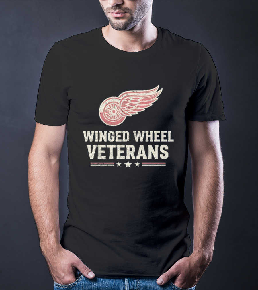 Winged Wheel Veterans Detroit Red Wings Three Stars T-Shirt
