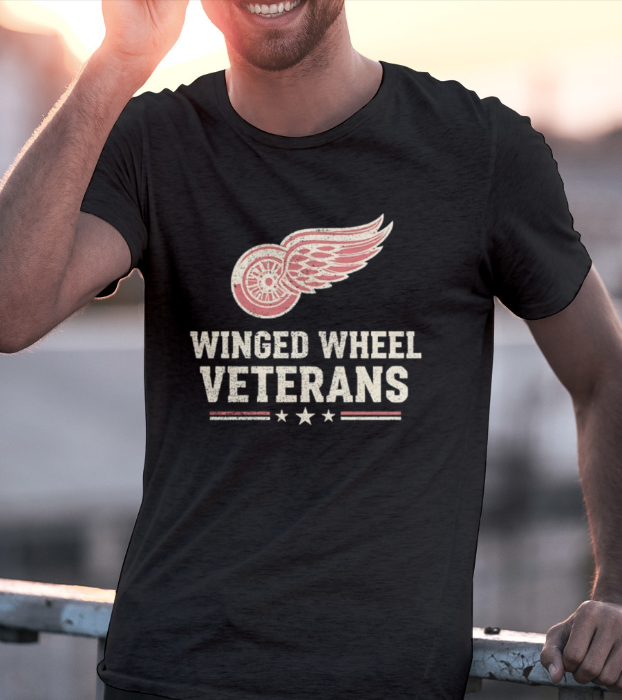 Winged Wheel Veterans Detroit Red Wings Three Stars T-Shirt