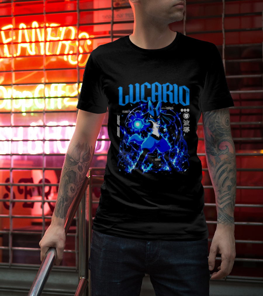 Lucario Fighting Awakened Combat Pokemon Aura Sphere Power T-Shirt